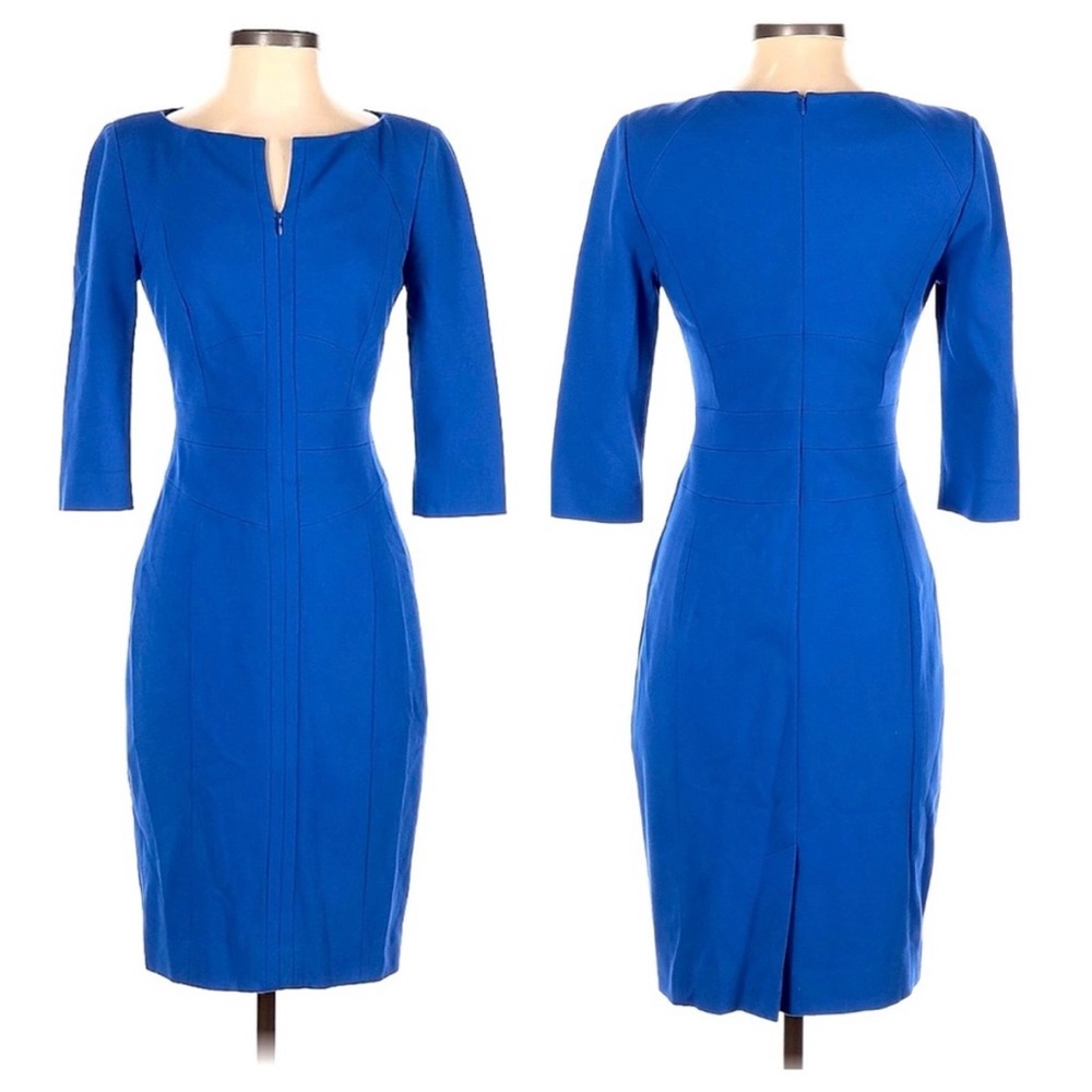 Ted Baker Blue Sheath Dress with 3/4 Sleeves - Picture 2 of 5